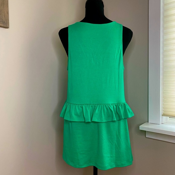 Ruffled V-Neck Tunic, Emerald Green, L - Picture 6 of 7